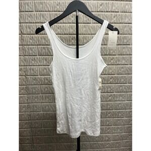 A New Day Womens Slim Fit Layering Tank Top White XS Ribbed Scoop Neck NWT